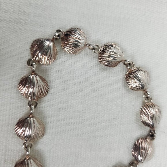 Gorgeous Vintage Tiny Shell Link Bracelet Shell Design Silver 925 - Picture 2 of 11